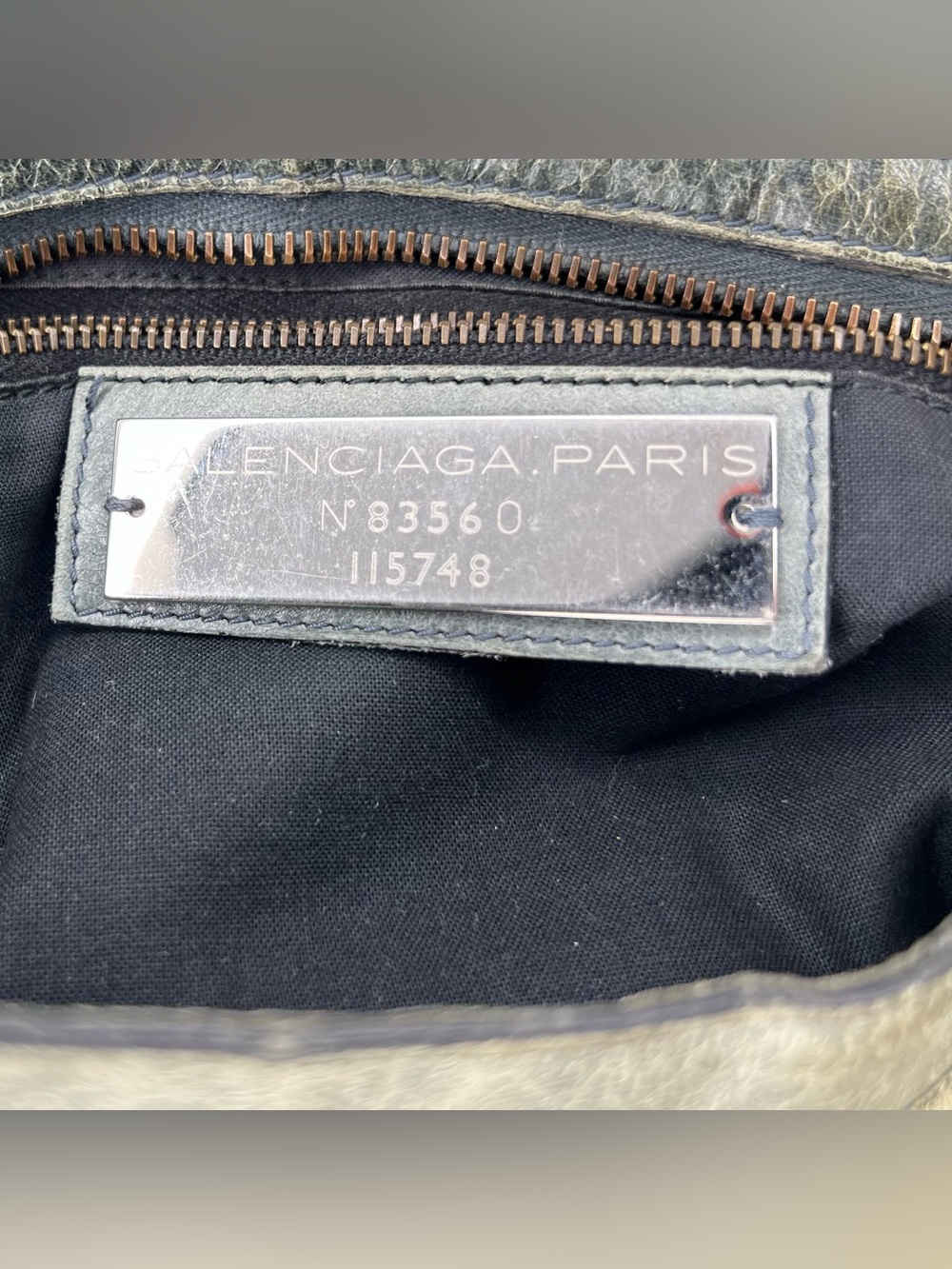 Auth Balenciaga City Bag grey green Lambskin  Leather shoulder Bag mirror strap - Picture 6 of 11